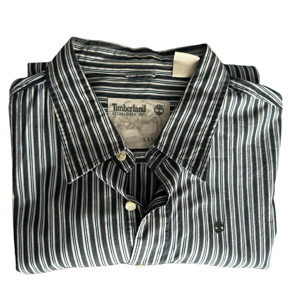 Timberland XXL long-sleeve button down blue/tan/navy 100% cotton - Picture 3 of 11